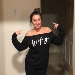 Off the shoulder wifey shirt